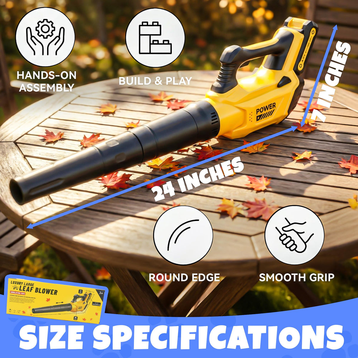 Toy Choi's Toy Leaf Blower for Kids - Kids Leaf Blower that Really Works with Tool Set, Pretend Play Series Educational Outdoor Gardening Kit for Boys & Girls Age 3-5 4-7