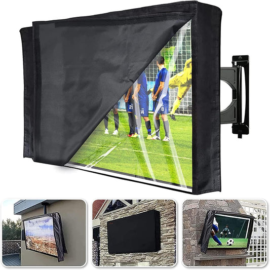 52-55 Inch 600D Outdoor TV Cover with Clear Scratch Resistant Front Flap + Bottom Cover, HOMEYA Weatherproof