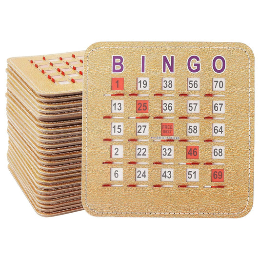 GSE Games & Sports Expert 50-Pack Reusable Shutter Bingo Cards, 5-Ply Stitched Fingertip Bingo Game Cards with Quick-Clear Sliding Windows for Large Groups Bulk Purchasing