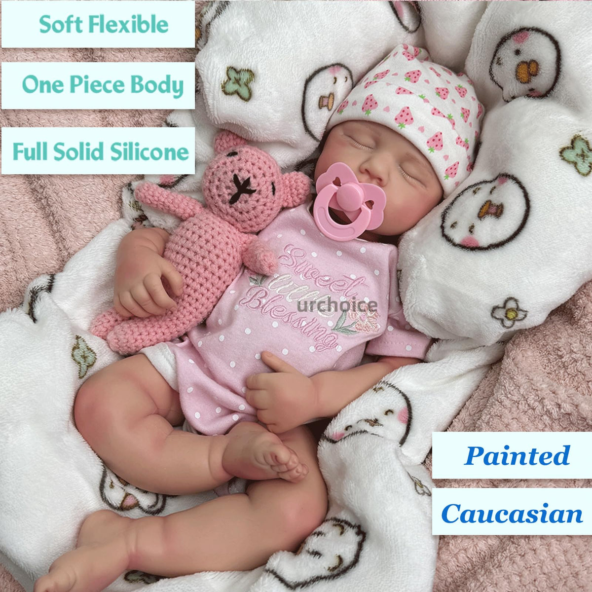 Oppaionaho Full Silicone Body Baby Doll with Mouth That Opens - 20 Inch Lifelike Reborn Baby Dolls Soft Sleeping Newborn Doll Anatomically Correct (Girl)