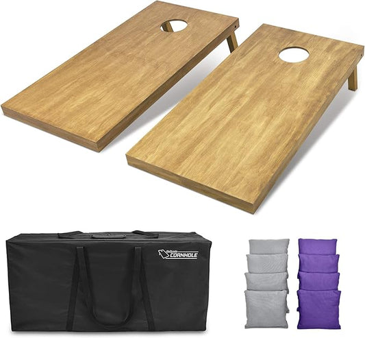 GoSports 4 ft x 2 ft Regulation Size Wooden Cornhole Boards Set - Includes Carrying Case - Full Regulation Size Bean Bag Toss Boards