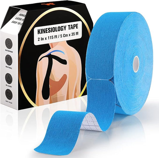 Pro Kinesiology Tape Precut Bulk, 115Ft Athletic Tape for Muscle Joint Support, 140 Strips for Knee Wrist Back Shoulder, Blue