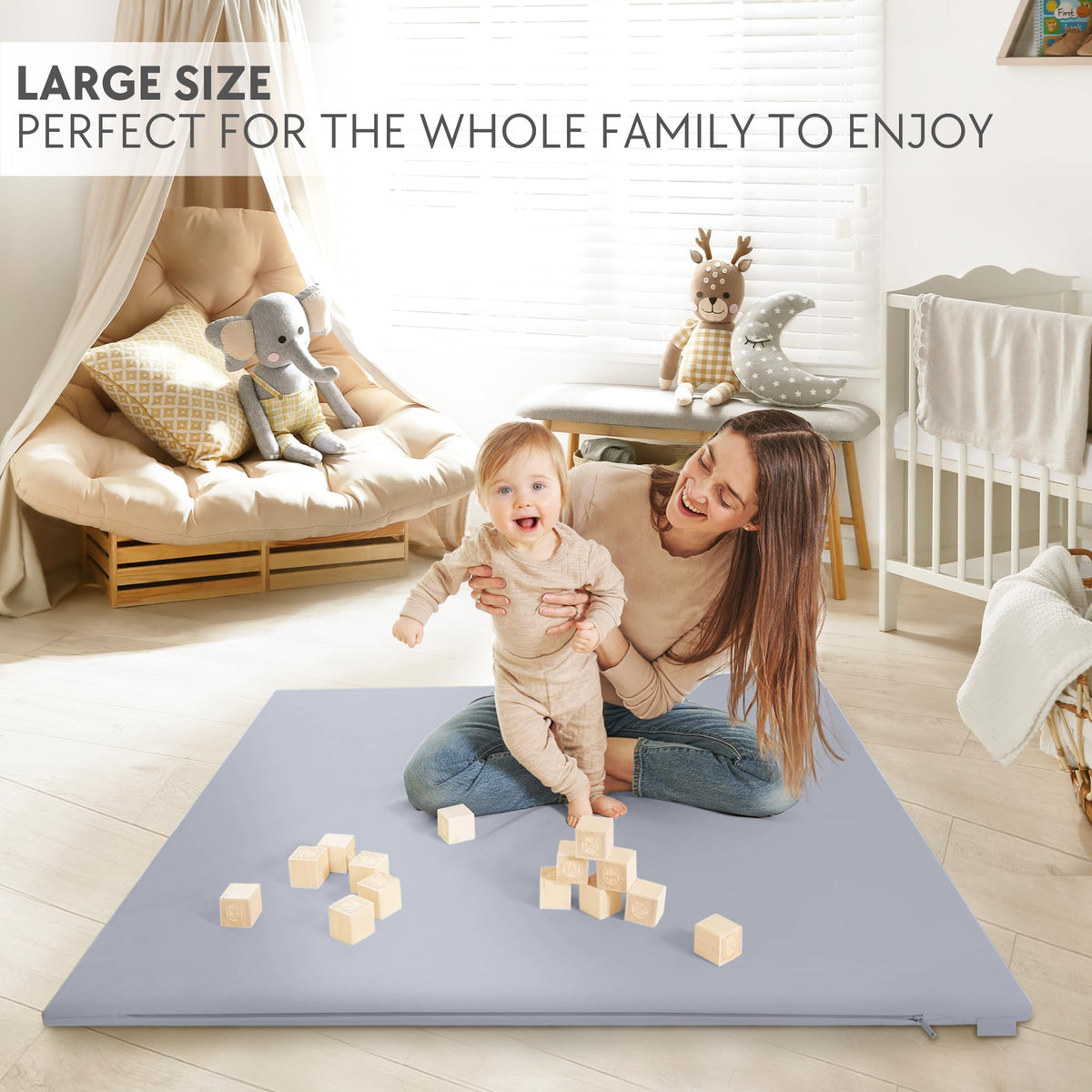 Stylish Padded Baby Play Mat for Your Boy or Girl - Extra Thick & Super Soft Vegan Leather Floor Mat Creates A Safe Play Area for Little Ones - A Beautiful Playmat That Fits Nicely Into Any Playroom