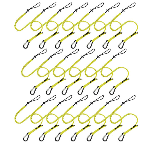 BearTOOLS Tool Lanyard with Buckle Strap – Clip Bungee Cord – Heavy Duty Screw Locking Connector – Fall Protection and Safety – Adjustable Loop End – Tough Tether – Construction - 09220YS (20 Pack)