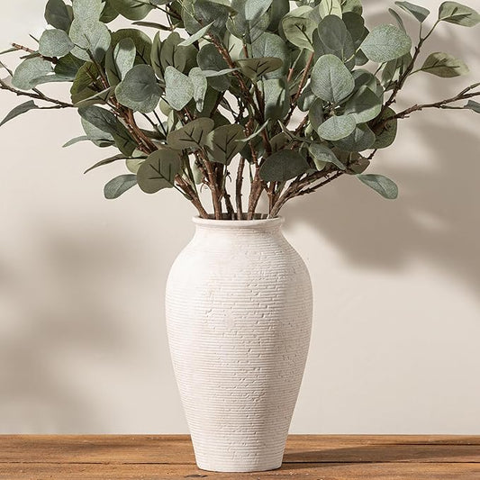 Vanselia Ceramic Flower Vase Home Decor - Large Tall Farmhouse Table Vases Rustic Vintage Living Room Kitchen Bedroom Decorations for House Book Shelf Office Coffee Desk Dining Fireplace (12" Rustic)