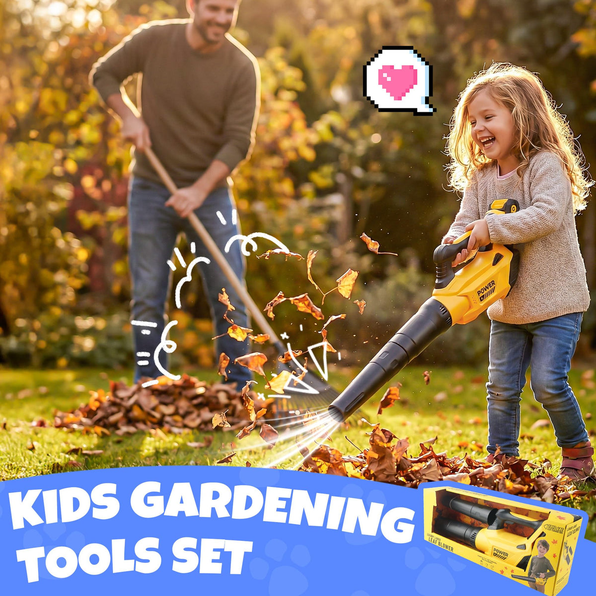Toy Choi's Toy Leaf Blower for Kids - Kids Leaf Blower that Really Works with Tool Set, Pretend Play Series Educational Outdoor Gardening Kit for Boys & Girls Age 3-5 4-7