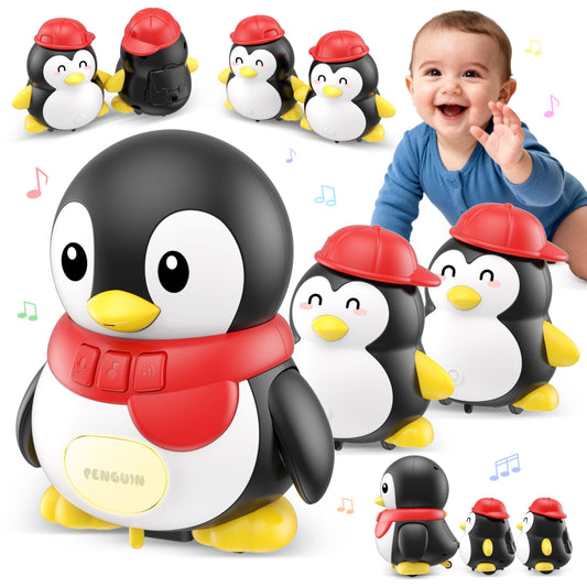Baby Toys 6-12 Months Musical Dancing Talking Penguin Tummy Time Toys Set Mama and Babys, Light Up Crawling Repeating Words Interaction Newborn Infant Toddler Toys Birthday Easter Gifts for Kids