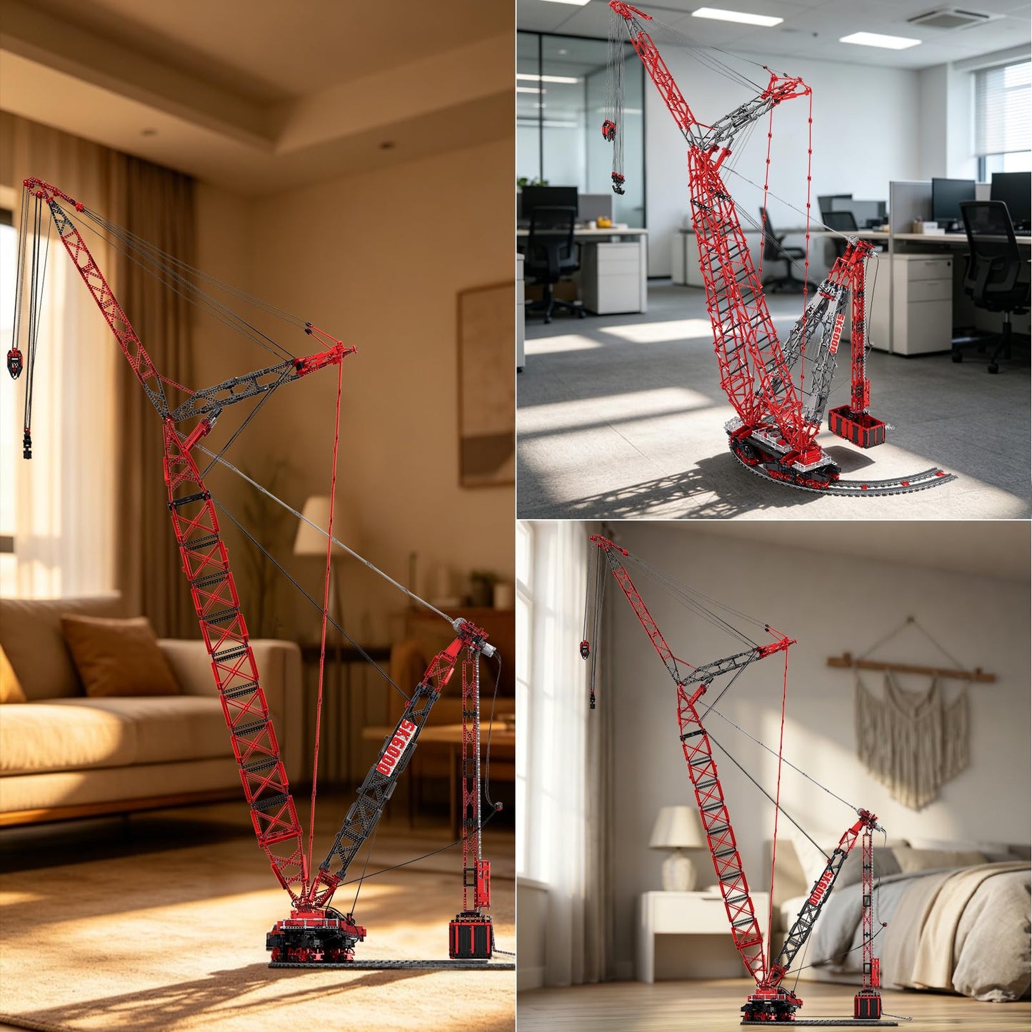 Reobrix RC Crane Building Block Sets for Adults 22028 Large 1:80 Scale 96.85 Inch Remote Control Crane Model Big Ring Rail Cranes Building Toys Construction Building Block Kits for Adults (7477PCS)
