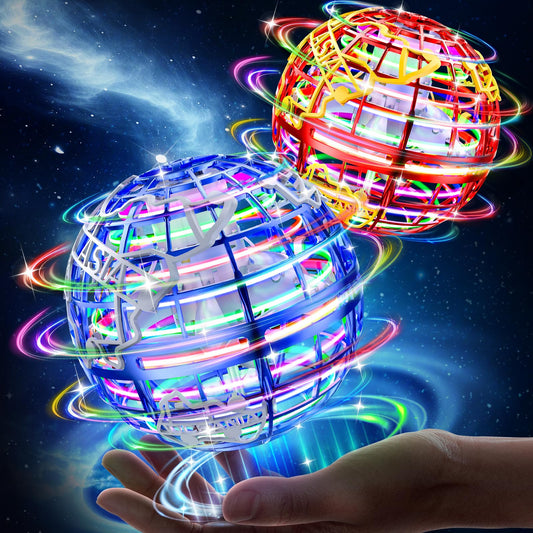 RIEYON Flying orb Ball 2023 Hover Boomerang Ball 6 Lighting Effects Cool Toys Gift for 678910+ Year Kids Teen Adults Indoor Outdoor Flying Ball Toy（Blue & Red）