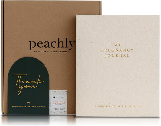 Peachly Pregnancy Journal - Linen Keepsake Book to Capture Milestones | Ideal for First-Time & Experienced Moms