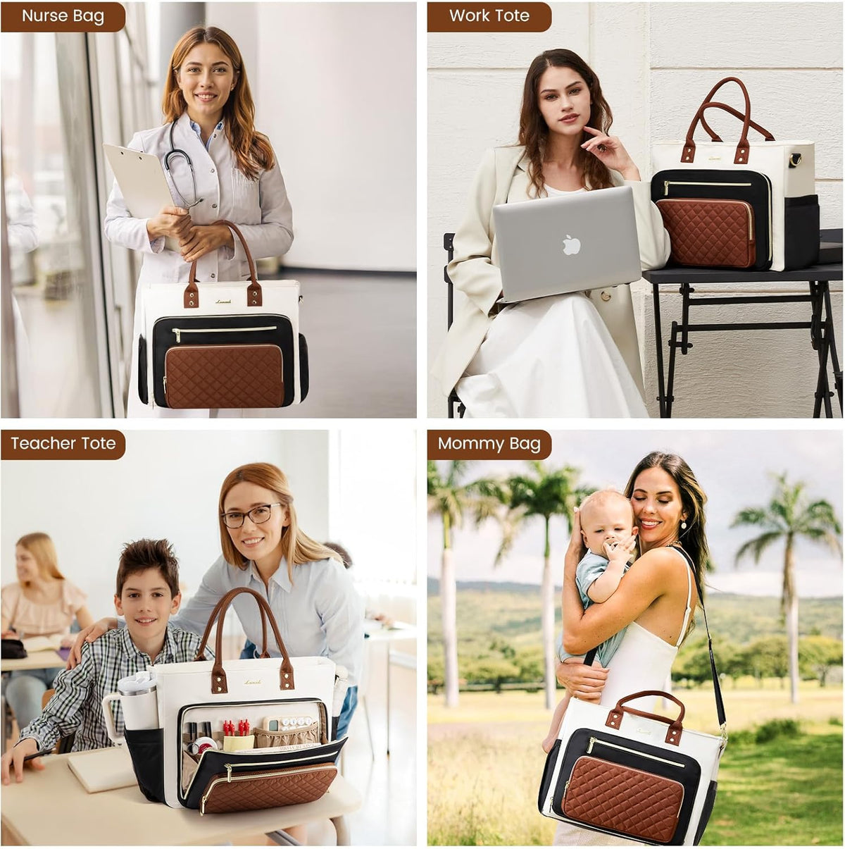 LOVEVOOK 15.6 Inch Laptop Tote Bag for Women With Large Cup Holder, Work Bags Teacher Nurse Bag, Professional Briefcase