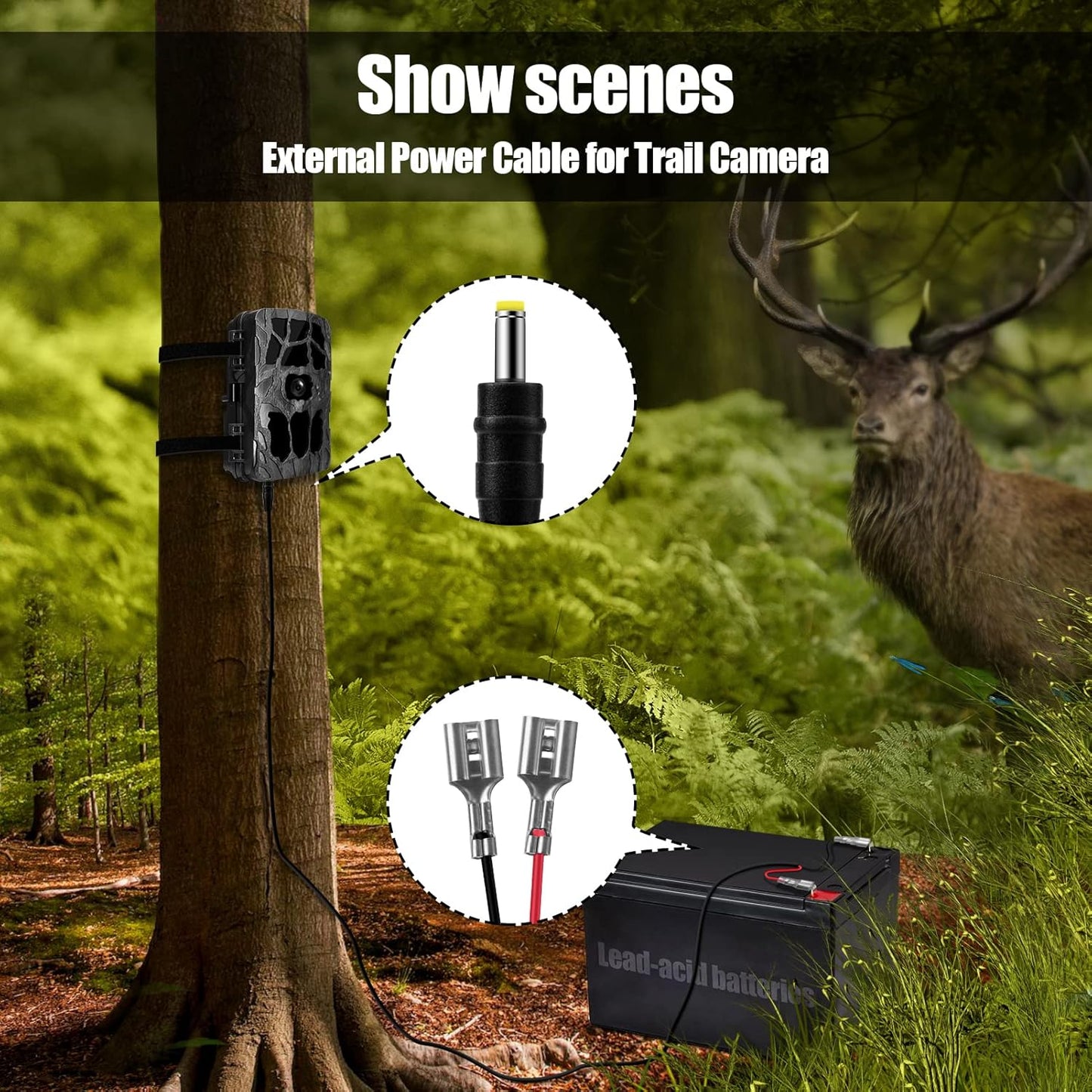 Yoizyfree 4.0x1.7mm 4.0x1.7mm Trail Camera Power Cord, DC External Power Cable Compatible with Tactacam Reveal X, XB