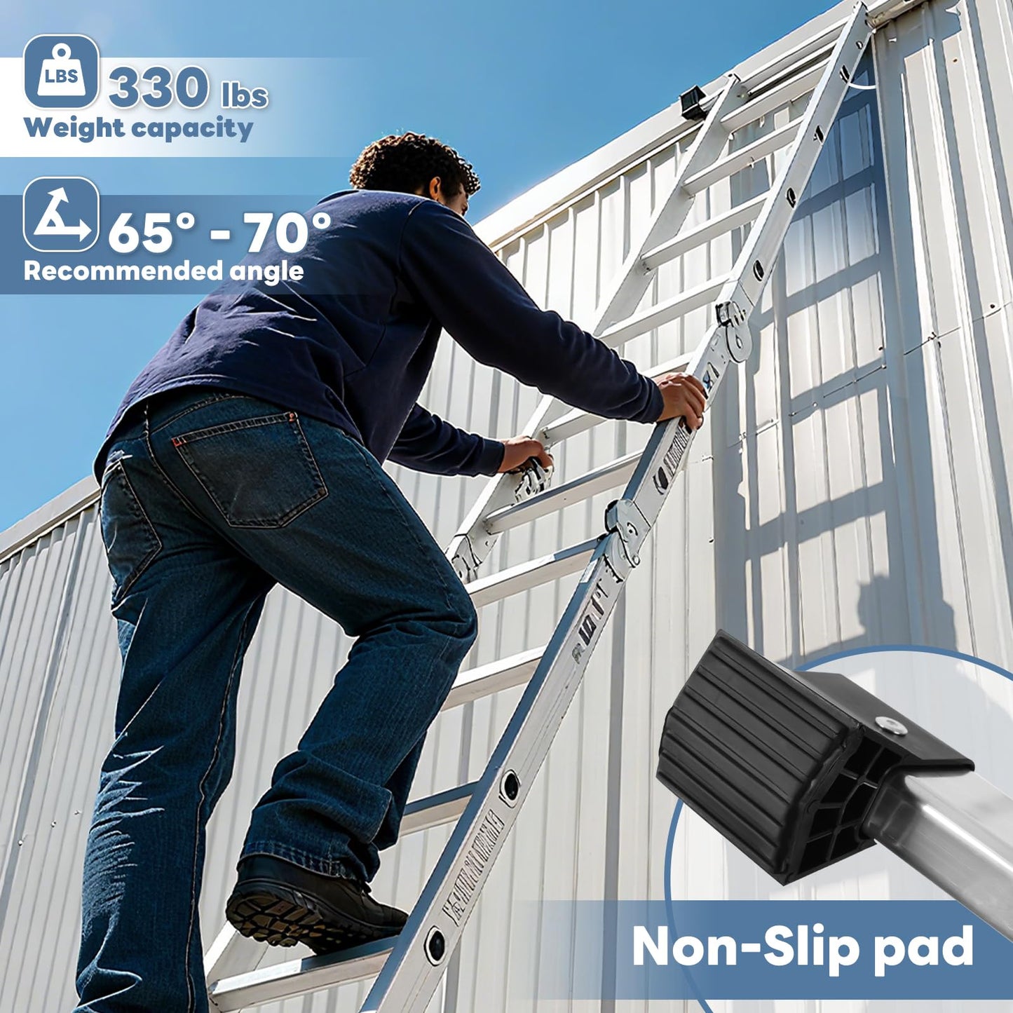 DUMOS Multi-Purpose Folding Ladder, 7 in 1 Aluminium Heavy Duty Collapsible Tall Extension Adjustable Step Ladder for Home Roof RV Work Painting Garage & Outdoor Use