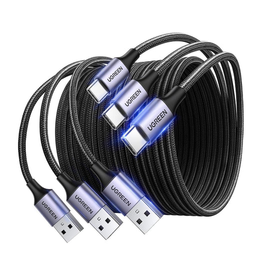 3-Pack 17/16 Plus/16 Pro/15, S26/S25, 10/9, 6.6FT UGREEN USB to USB C Cable, Car Carplay Cable USB A to Type C Cable