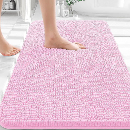 OLANLY Bathroom Rugs - Extra Soft Chenille Bath Mats | Quick Dry, Machine Washable, 36x24, Pink