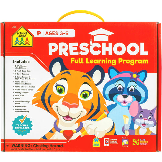 School Zone Preschool Learning Kit: Workbooks, Flash Cards, Early Reader Books & Educational Games Set, Reading, Writing, Math, Homeschool Curriculum, Kindergarten Readiness, Ages 3+