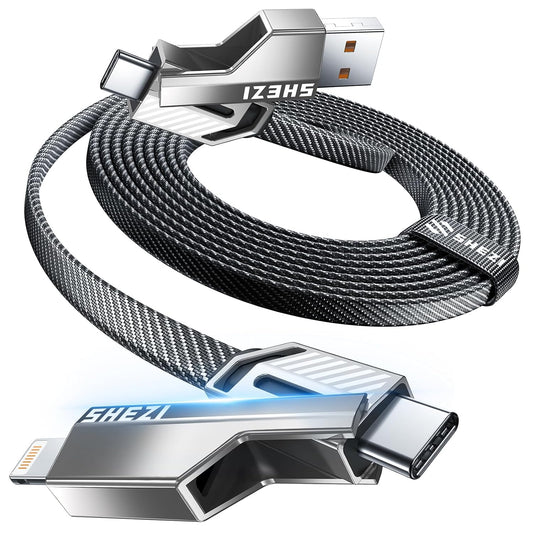 4-in-1 60W iPhone/Samsung/iPad,3FT [One is Enough] Compatible with USB C to Lightning Cable, High-Speed Charging & Fast