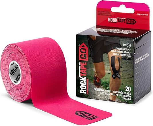 RockTape Go Extra-Sticky Adhesive Pre-Cut Kinesiology Tape (Pink)