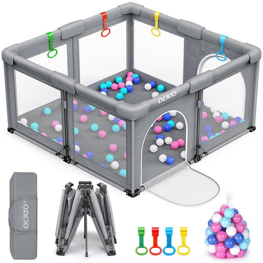 OCATO Baby Playpen Play Pen: Foldable Playpen for Babies and Toddlers Playard for Indoor Outdoor Activity Center Game Fence Safety Area Toddler Play Pen for Babies 6-12 Months Baby Gifts (50" × 50")