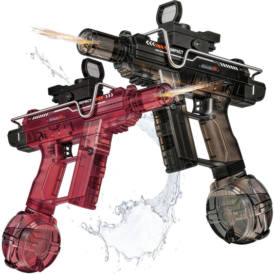 Electric Water Gun for Adults Kids,Realistic SMG,Rechargeable,Automatic Squirt Watergun,for Boys Girls,Pool Party Outdoor Toy,Summer Game,Long Range,2026 LED Electric Water Guns(2 Pack Pink Red,Black)
