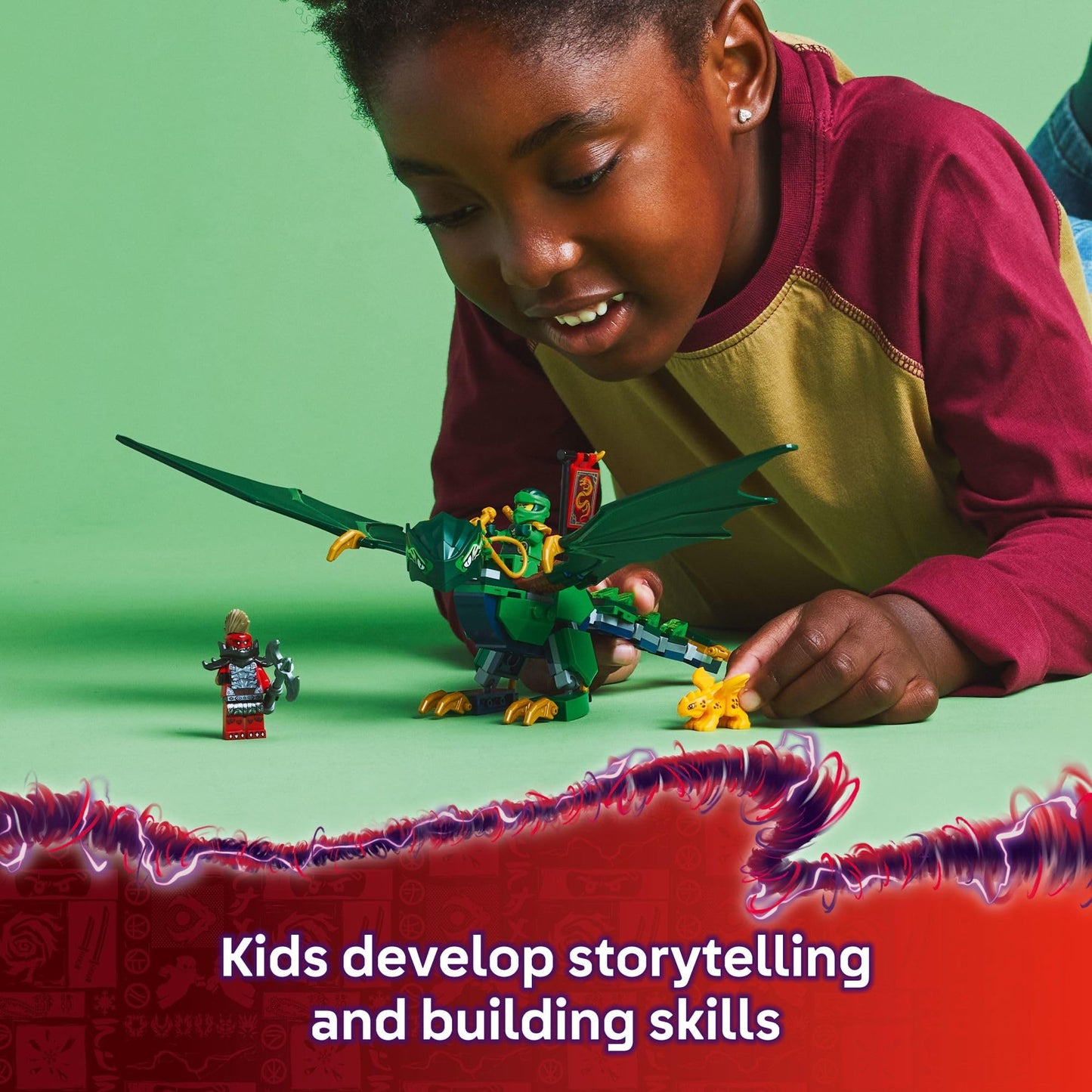 LEGO NINJAGO Lloyd's Green Forest Dragon Toy - Pretend Play Building Toy for Boys and Girls, Ages 6+ - Birthday Gift for Kids - Dragon Figurine with 2 Minifigures for Kids - 71829