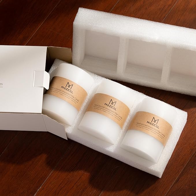 MOZEAL 3" x 8" Hand-Poured Unscented Large Candle,Smokeless Rustic Pillar Candle Set of 2,Slow Burn,No Drip,Approx 150 Hours Burning,Wedding,Dinner,Christmas and Home Decorative,Tall Gray Candle