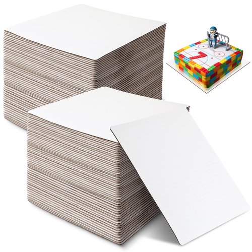 Lallisa 100 Pcs White Square Cake Board Bulk,8 Inch 1/8 Inch Thick Square Coated Cakeboard,Disposable Cake Base Sturdy Grease Proof for Pizza Desserts Food Decorating Plate Baking Party Supplies