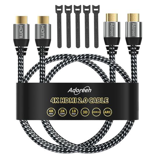 4K 20 Feet/2 Pack,High 18Gbps 2.0 Cord,4K@60Hz,2K,1080P,ARC 3D,Sturdy&Flexible&Untangled&Supreme PS5 Xbox+5 HDMI Cable