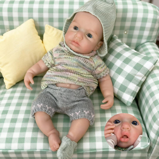 Gileutay 12 inch Realistic Full Silicone Baby Doll Girl Life Like Reborn Silicone Baby Doll with Open Mouth