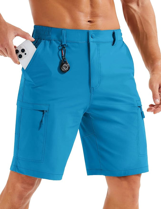 MAGCOMSEN Men's Hiking Cargo Shorts Quick Dry Lightweight 9" Golf Shorts Summer Casual Work Outdoor with 5 Zipper Pockets