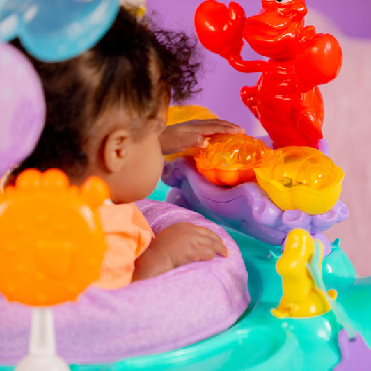 Bright Starts Disney The Little Mermaid Sea of Activities Baby Activity Jumper with Interactive Toys, Lights & Music with Disney Princess Ariel, 6-12 Months (Blue)
