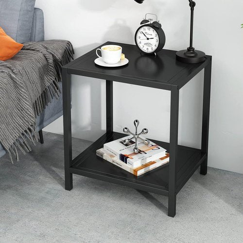 JETO Modern End Table - Stylish 2-Tier Nightstand with Easy Assembly | European Wrought Iron Design