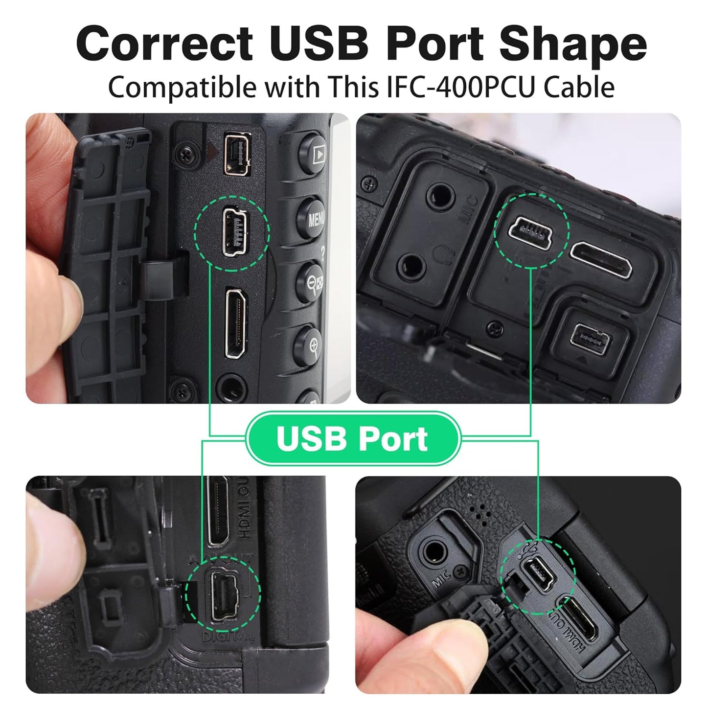 2 Pack 3.3ft IFC-400PCU T1i T7i, AGVEE Camera USB Data File Transfer AV Out Digital Cable Cord with Magnetic Ring
