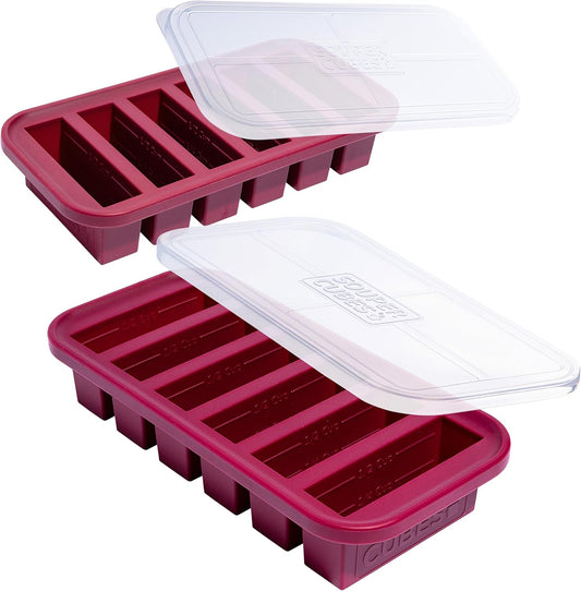Souper Cubes 1/2 Cup Silicone Freezer Molds - Ideal for Soups, Sauces & Smoothies | Cranberry - 2-Pack