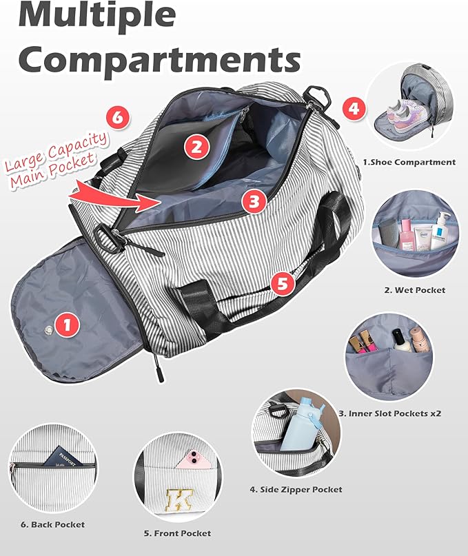 Birthday Gifts for Teenager, Girl Gym Bag, Kids Monogram Overnight Duffel Bags with Shoe Compartment, Personalized Travel Bag with Makeup Pouch, Teen Girl Gifts Trendy Stuff (Letter B)