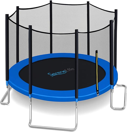 Serenelife 12FT 10FT 8FT Recreational Trampolines with Enclosure Net and Ladder and Anti-Rust Coating, ASTM Approved Trampoline Outdoor for Kids and Adults Outdoor Yard Trampolines