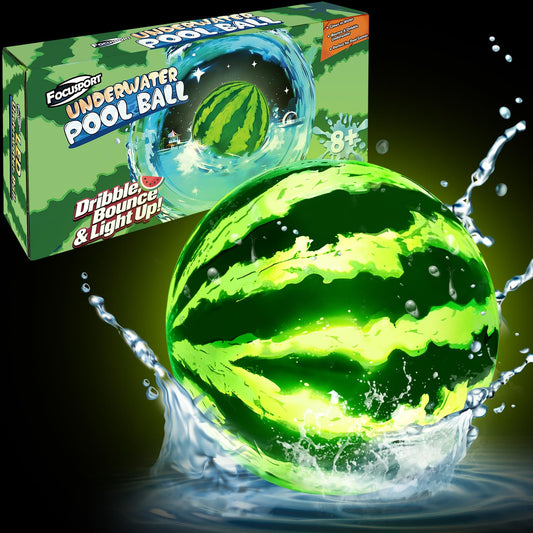 Focusport LED Underwater Pool Ball Game – 2 Pack 9" Glow Water Ball Toy for Kids, Teens, Pool Sports Game for Water Football & Basketball, Fun Pool Game for Backyard Parties & Outdoor Water Play