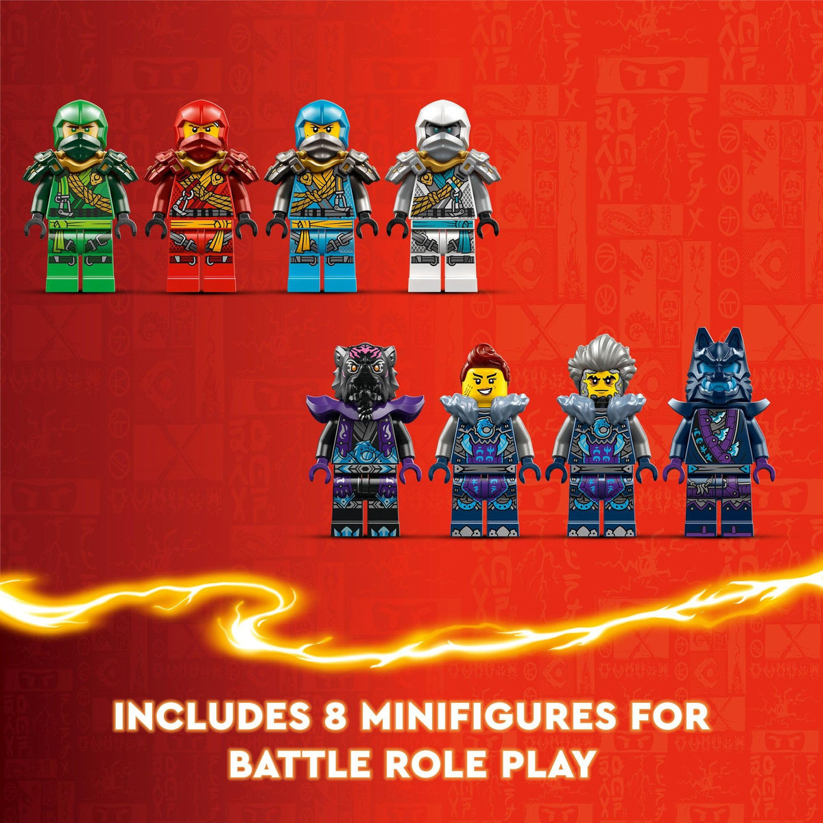 LEGO Ninjago Wolf Mask Shadow Dojo Building Toy - Pretend Play Ninja Figures & Playset - Toys for Boys & Girls, Ages 9+ Years - W/ 8 Minifigures - 71813