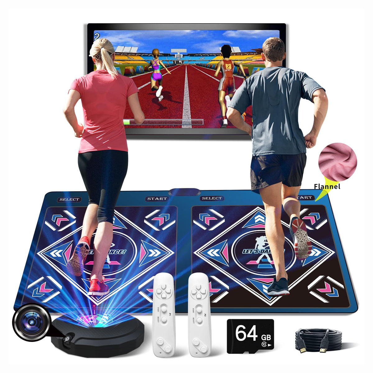 WuZhuangYuan HDMI Musical Electronic Dance mat with a Camera, a 64G Large Memory Card, Including 1000 Games,650 Songs,81 Music Videos,for Single/Double Users, a Luxurious Gift for Boys and Girls