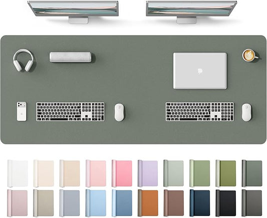 YSAGi Leather Desk Protector, Office Mat, Large Mouse Mat, Non-Slip PU Leather Blotter, Laptop Desk Mat, Waterproof Writing Pad for Office and Home(Dark Green, 63" x 24")