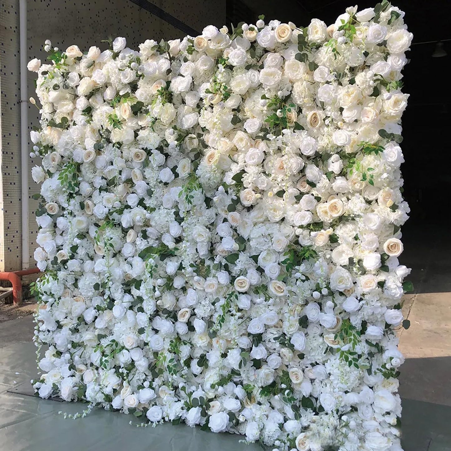 UYCVT Handmade White Roses Wall Large Artificial Flower Wall Backdrop Panels, Rose Wedding Backdrop 5D Floral Wall Fabric Flower Wall for Party Baby Shower Bridal Wedding Backg-3m*3m/10 * 10FT