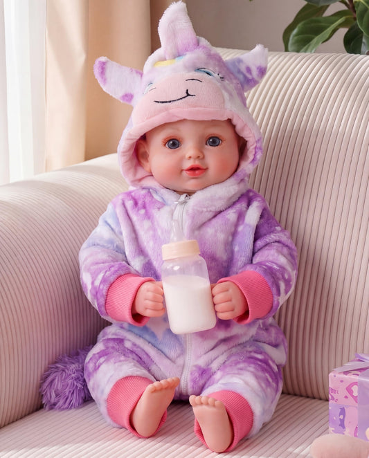 BABESIDE Baby Doll Girl - 15-Inch Realistic Baby Doll with Blue Eyes, Soft Body in Unicorn Outfit Life Like Baby Dolls that Look Real for 4 5 6 7 8 9 Years Girl, Birthday Gift and Pretend Play