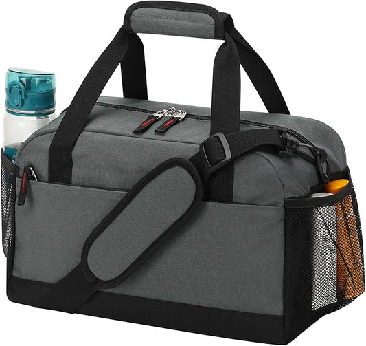 Small Gym Bag with Wet Pocket - 14 inch Mini Duffle Bag for Men & Women Lightweight Carry On Bag for Travel Sport - Dark Grey