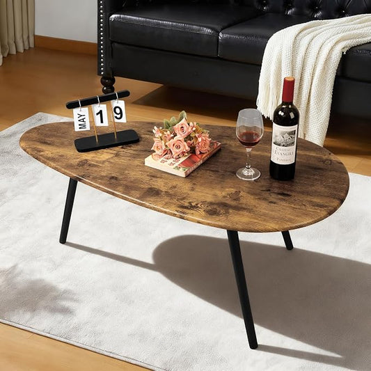 Modern Coffee Table for Living Room Small Mid Century Coffee Tables Rustic Oval Coffee Tables Retro Accent Sofa Center Tables for Living Room Easy Assembly 22" D x 43" W x 18" H