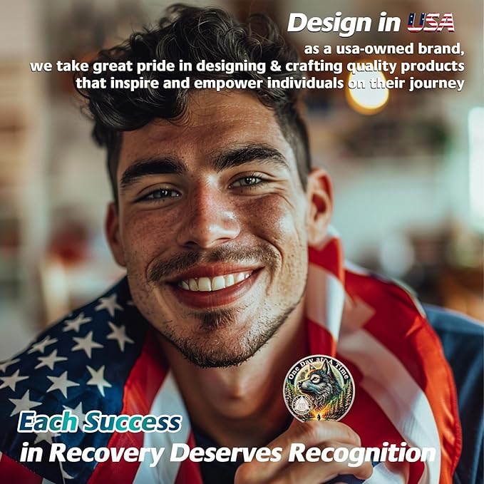 One Day at a Time 28 Year Sobriety Coin - Recovery Aurora Forest Wolf AA Coins - Addiction NA AA Chips and Medallions - Celebrate 1-30 Living Clean Narcotics Alcoholics Anonymous Gifts for Men Women