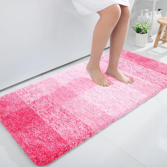 OLANLY Large Bathroom Rugs - Extra Soft Microfiber Mat 50x30 | Quick Dry, Machine Washable, Pink