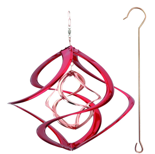 Red Carpet Studios Deluxe Double Helix Cosmix Wind Spinner, 14-Inch, Red and Copper