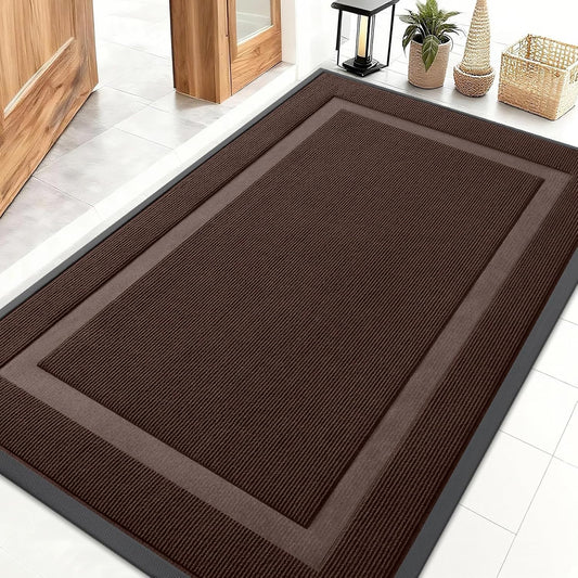 OLANLY Waterproof Front Door Mat - All-Season, Fade Resistant, Easy Clean, 47x32, Dark Brown