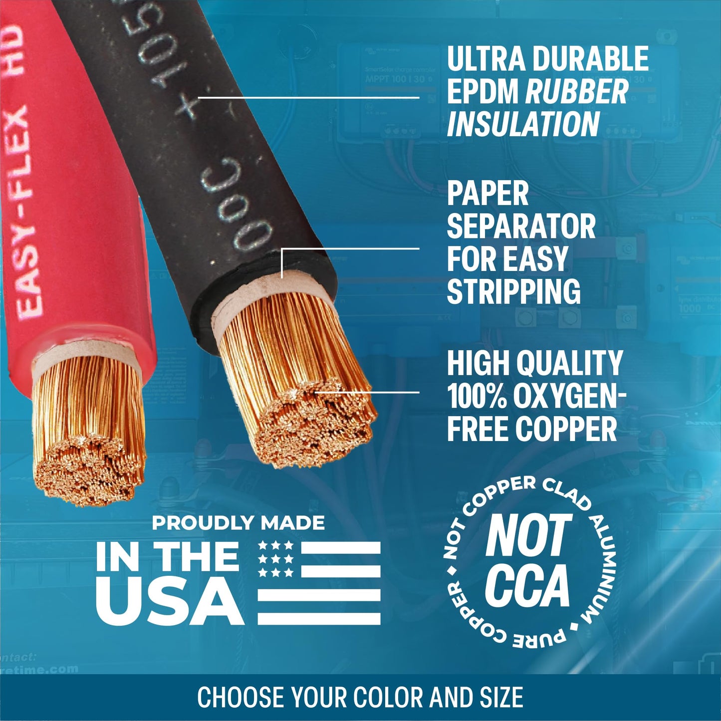 TEMCo 4 Gauge AWG 100 Ft Black Flexible Pure Copper Made in USA Welding Cable Battery Wire - Heavy Duty Solar, Inverter, Car, RV, Truck