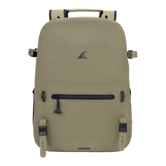 Breakwater Supply™ River Ute Waterproof IP68 Hunting Backpack, Floating TPU Submersible Dry Bag with Padded Hip Belt and Airtight Zippers | 20L (River Ute 20L CORDURA Safari Tan)